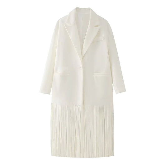 Abrigo de Lana con Flecos para Mujer - Estilo Urbano - Image 5