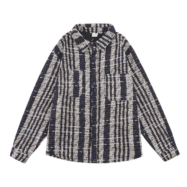 Camisa de Manga Larga Cuadros con Hilo Plateado Trenzado para Hombre - Image 4