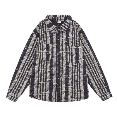 Camisa de Manga Larga Cuadros con Hilo Plateado Trenzado para Hombre - Image 4