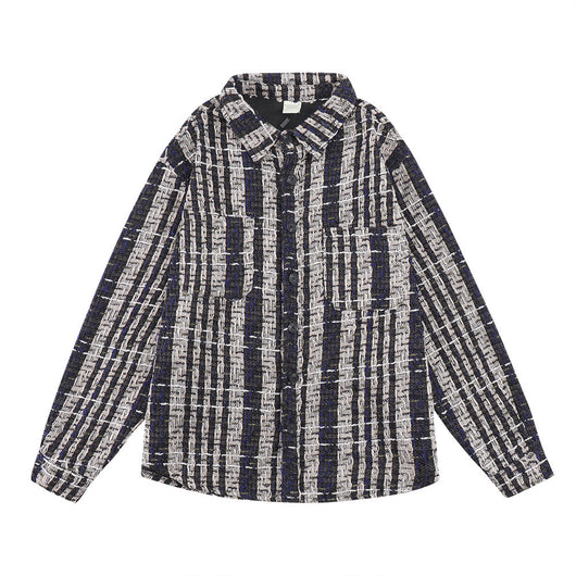 Camisa de Manga Larga Cuadros con Hilo Plateado Trenzado para Hombre - Image 4