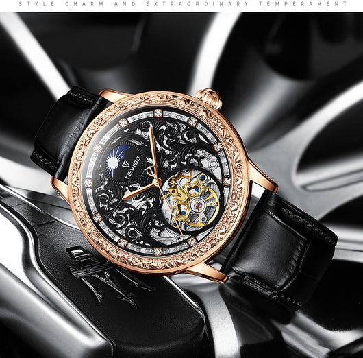 Reloj Mecánico Hombre Resistente al Agua con Diseño Calado - Image 3