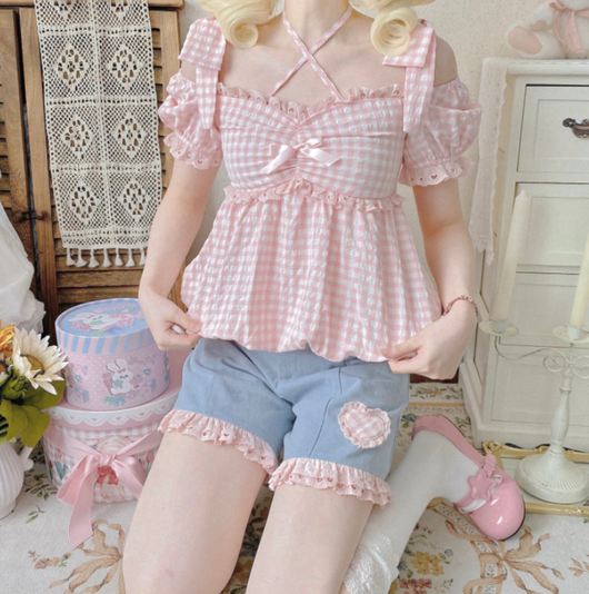 Blusa Cuadrille Suave Estilo Soft Girl - Diseño Original Verano