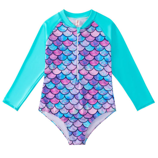 Traje de Baño Sirena Infantil de Manga Larga con Escamas - Image 5
