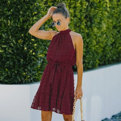Vestido Halter de Chifón con Escotes Jacquard - Image 33