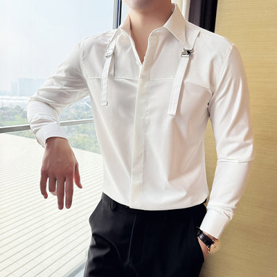 Camisa Minimalista de Manga Larga para Hombre - Estilo Versátil y Moderno - Image 3