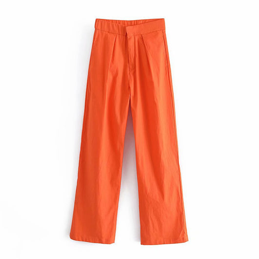 Pantalones Rectos Talle Alto de Color Liso - Cómodos y Versátiles - Image 2