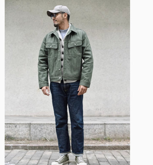 Chaqueta de Trabajo Denim Retro Vulcanizado 100% Algodón Puro para Hombre - Image 8