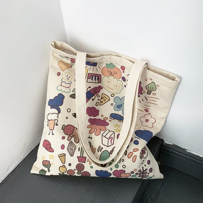 Bolsa de Lona Grande con Estampados Adorables - Capacidad Máxima - Image 7