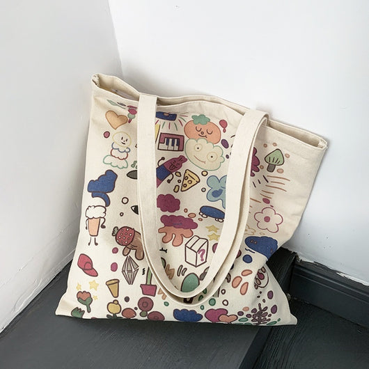 Bolsa de Lona Grande con Estampados Adorables - Capacidad Máxima - Image 7