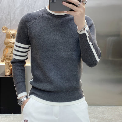 Suéter de Cuello Redondo a Rayas - Pullover Versátil para Hombre Joven - Image 31
