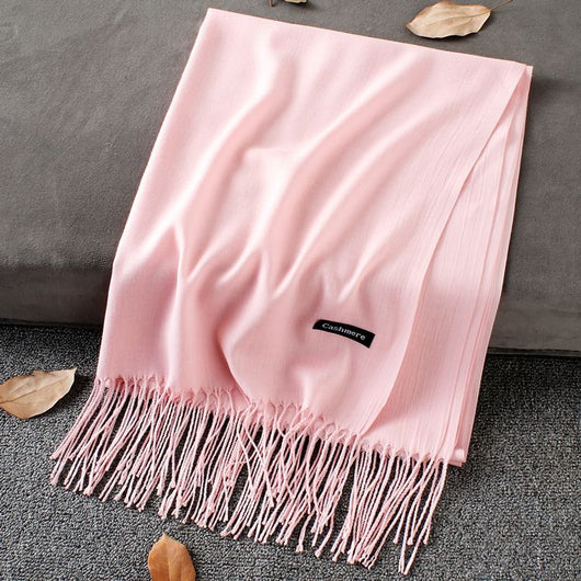Pashmina Elegante de Color Liso con Borlas - Image 41