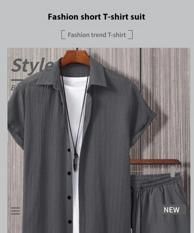 Camisa Manga Corta a Rayas con Solapa de Traje - Image 14