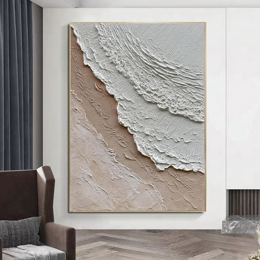 Cuadro Abstracto Olas del Océano - Pintura al Óleo Texturizada Estilo Wabi-Sabi - Image 2