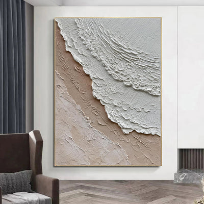 Cuadro Abstracto Olas del Océano - Pintura al Óleo Texturizada Estilo Wabi-Sabi - Image 2