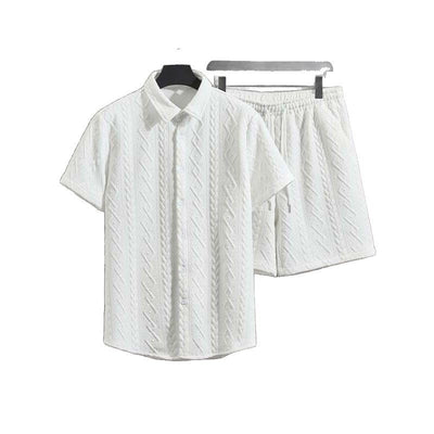 Conjunto de Camisa y Shorts con Patrón de Diamantes para Hombre - Image 6