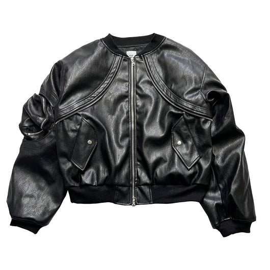 Chaqueta Acolchada de Cuero con Mangas Sueltas y Cierre - Corte Moderno - Image 4