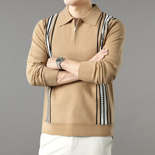Suéter de Punto Colorblock con Cuello y Cierre Medio Cremallera para Hombre - Image 25