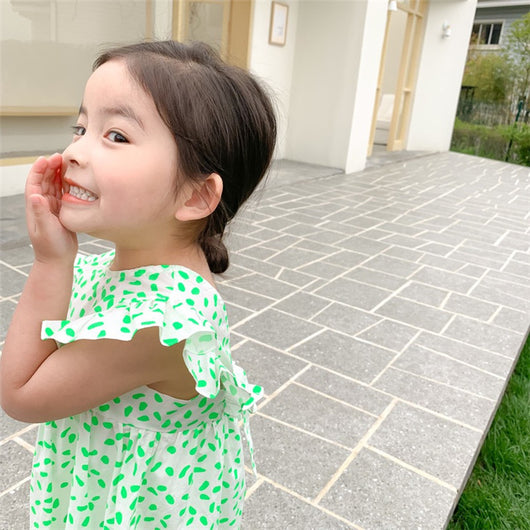 Vestido Princesa de Algodón para Niña con Escote V y Mangas Volantes - Image 12