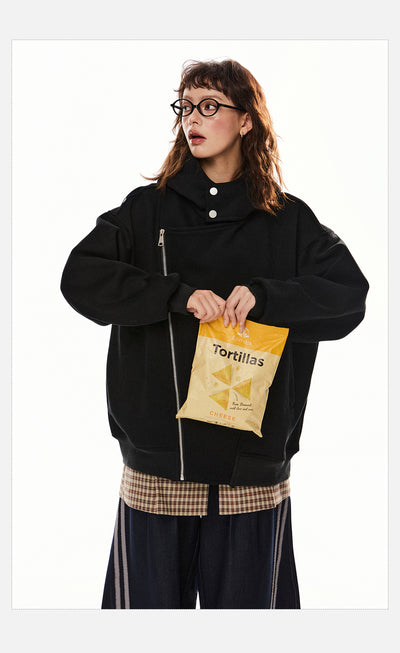Sudadera Cardigan Irregular con Doble Cierre - Estilo Retro Casual para Mujer - Image 23