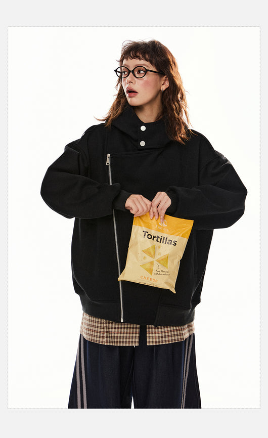 Sudadera Cardigan Irregular con Doble Cierre - Estilo Retro Casual para Mujer - Image 23