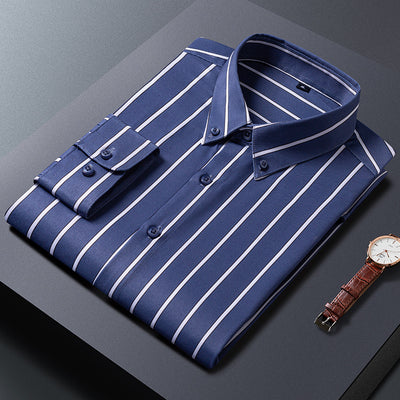 Camisa Casual Ejecutiva Slim Fit con Estampado de Rayas para Hombre - Image 11