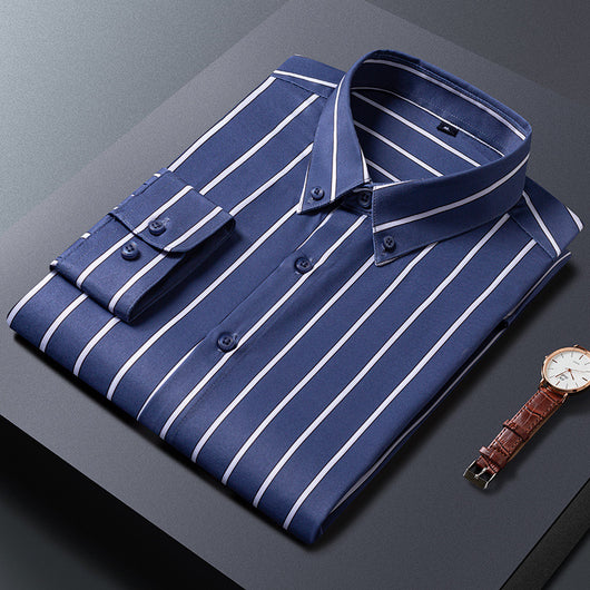 Camisa Casual Ejecutiva Slim Fit con Estampado de Rayas para Hombre - Image 11