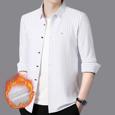 Camisa de Rayas Manga Larga para Hombre - Casual Ejecutivo Primavera Otoño - Image 9