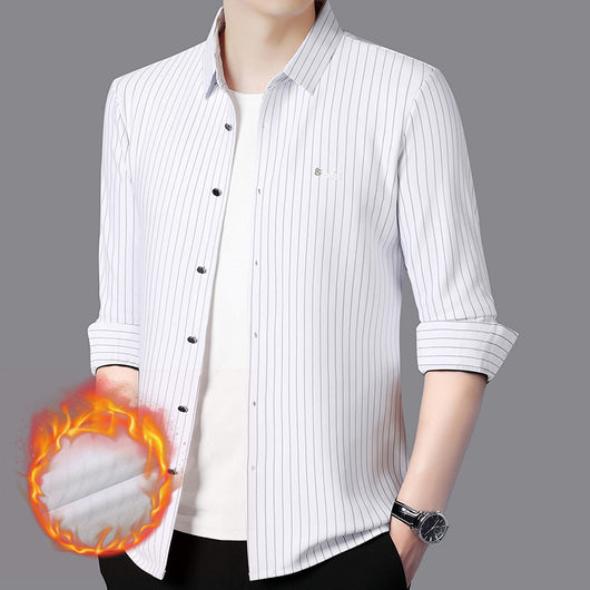 Camisa de Rayas Manga Larga para Hombre - Casual Ejecutivo Primavera Otoño - Image 9