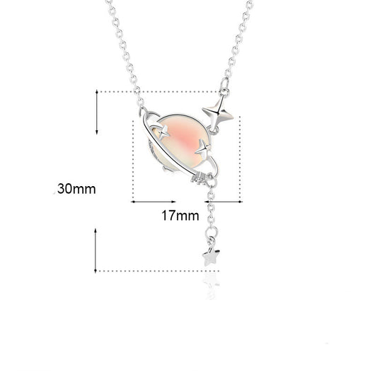 Collar de Plata Esterlina con Piedra de Luna y Planeta - Cadena Clavícula con Borla - Image 11
