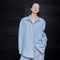 Blusa Minimalista Suelta Azul de Manga Larga para Mujer