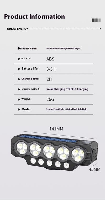 Luz Solar para Bicicleta con Claxon Integrado - Image 9