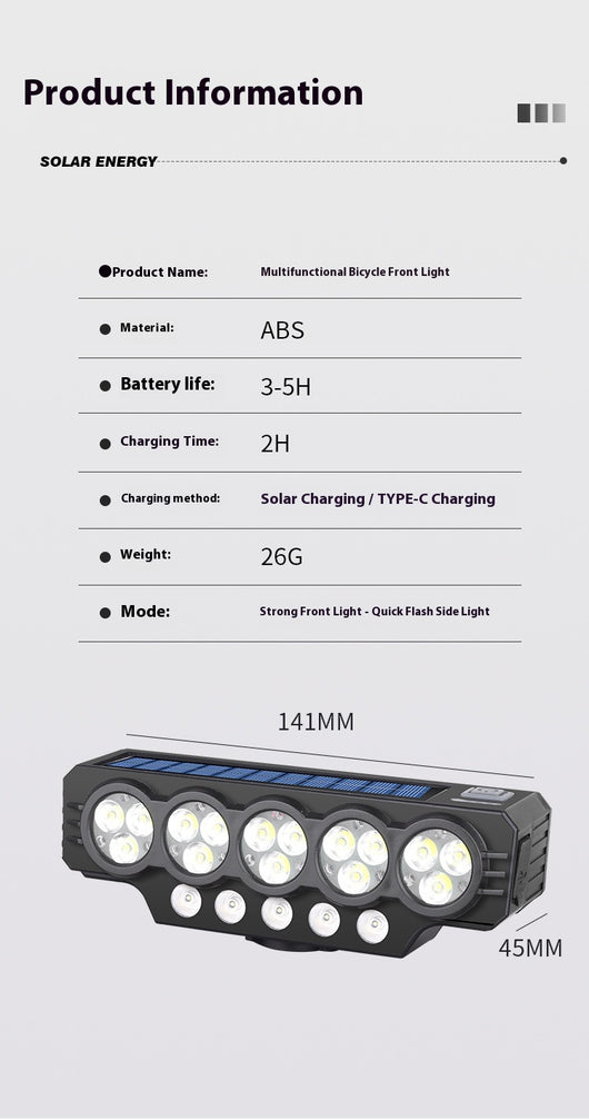 Luz Solar para Bicicleta con Claxon Integrado - Image 9