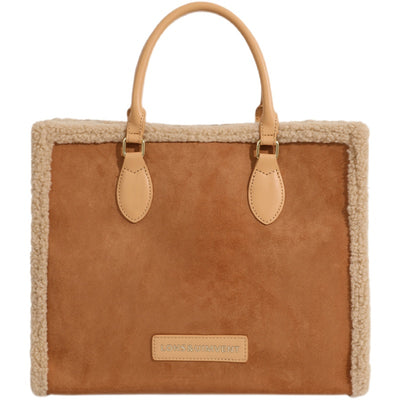 Bolso de Hombro Portátil en Lana de Cordero con Gran Capacidad - Image 3