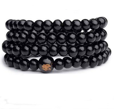 Pulsera de 108 Cuentas de Ébano 6MM con Carácter Chino Fo - Image 2
