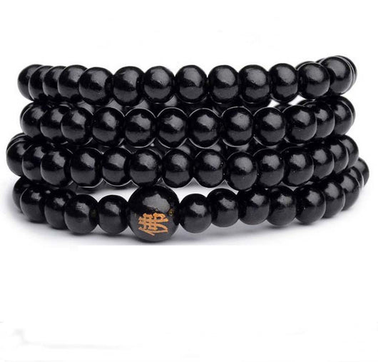 Pulsera de 108 Cuentas de Ébano 6MM con Carácter Chino Fo - Image 2