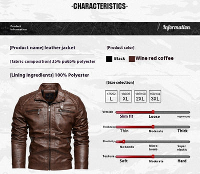 Chaqueta de Cuero PU Moderna con Bolsillos para Hombre - Image 20