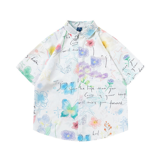 Camisa para Hombre con Estampado de Flores y Mariposas Graffiti - Image 15