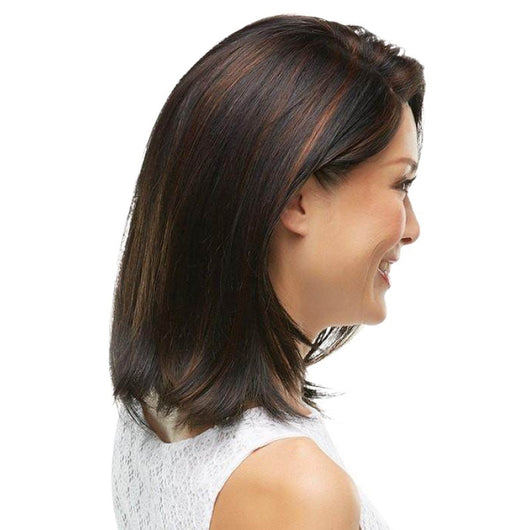 Peluca Corta Bicolor Marrón y Negro - Cabello Liso Natural - Image 8