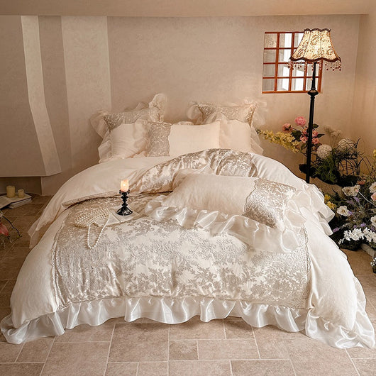 Juego de Cama Princesa Retro Francés de Lujo para Todas las Estaciones