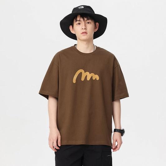 Camiseta Estampada de Algodón Manga Corta para Hombre
