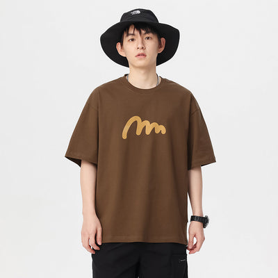 Camiseta Estampada de Algodón Manga Corta para Hombre