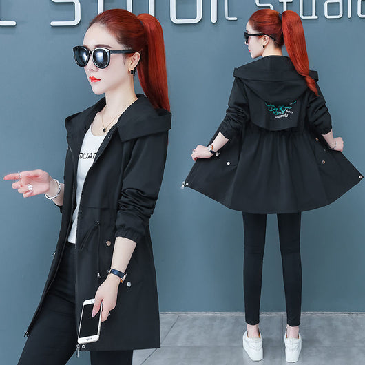 Cortavientos Elegante Estilo Coreano Largo Mujer - Chaqueta Otoño Entallada - Image 10