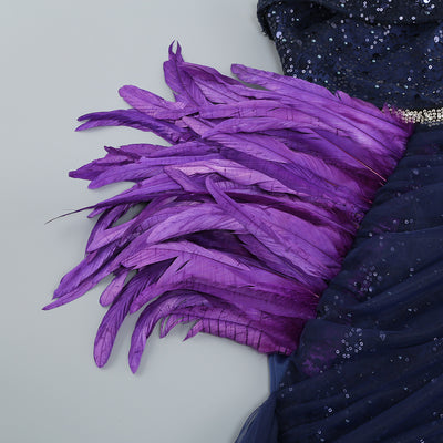 Vestido Tubo Púrpura con Lentejuelas y Costura Irregular Ajustado - Image 24