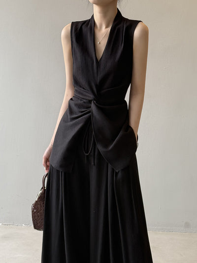 Conjunto Elegante sin Mangas: Blusa Temperamento + Pantalón Ancho Fluido - Image 18