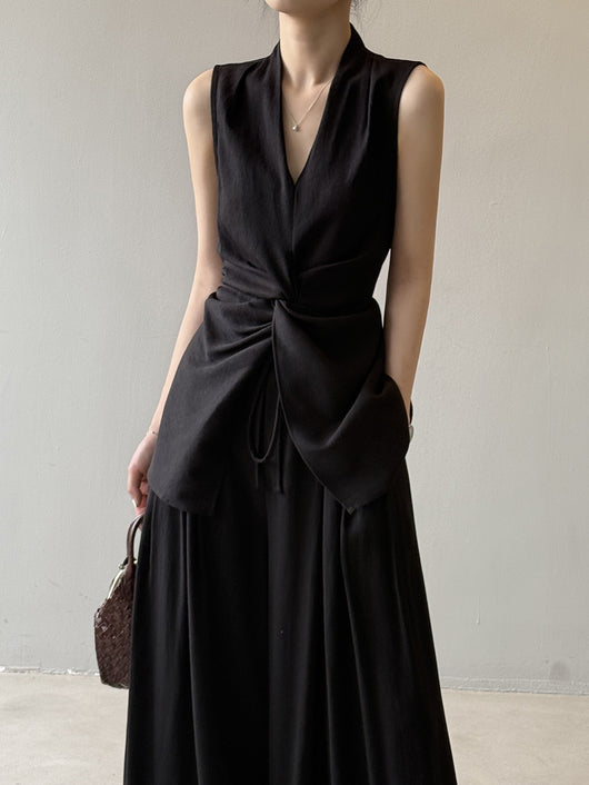 Conjunto Elegante sin Mangas: Blusa Temperamento + Pantalón Ancho Fluido - Image 18