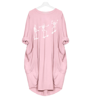 Vestido Holgado de Manga Larga con Estampado Temático y Bolsillos - Image 19