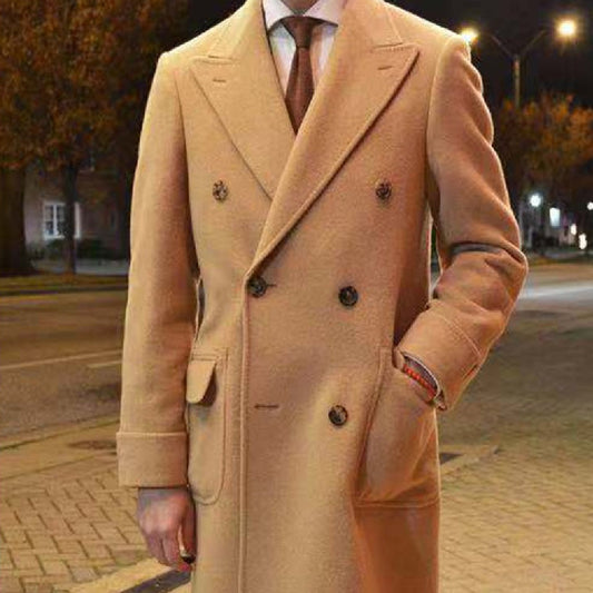Abrigo Británico de Largo Medio para Hombre - Estilo Europeo