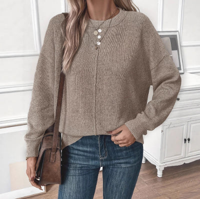 Suéter Suelto de Color Liso para Mujer - Comodidad Casual - Image 6