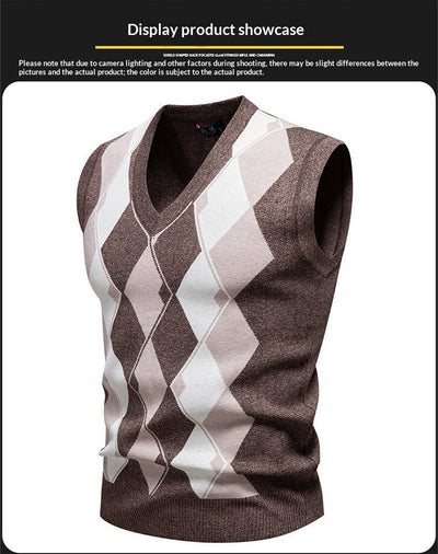 Suéter Tejido Jacquard para Hombre - Chaleco Cuello V - Image 23