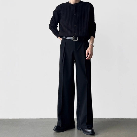 Pantalones Casuales Minimalistas de Corte Fluido Lujo Ligero